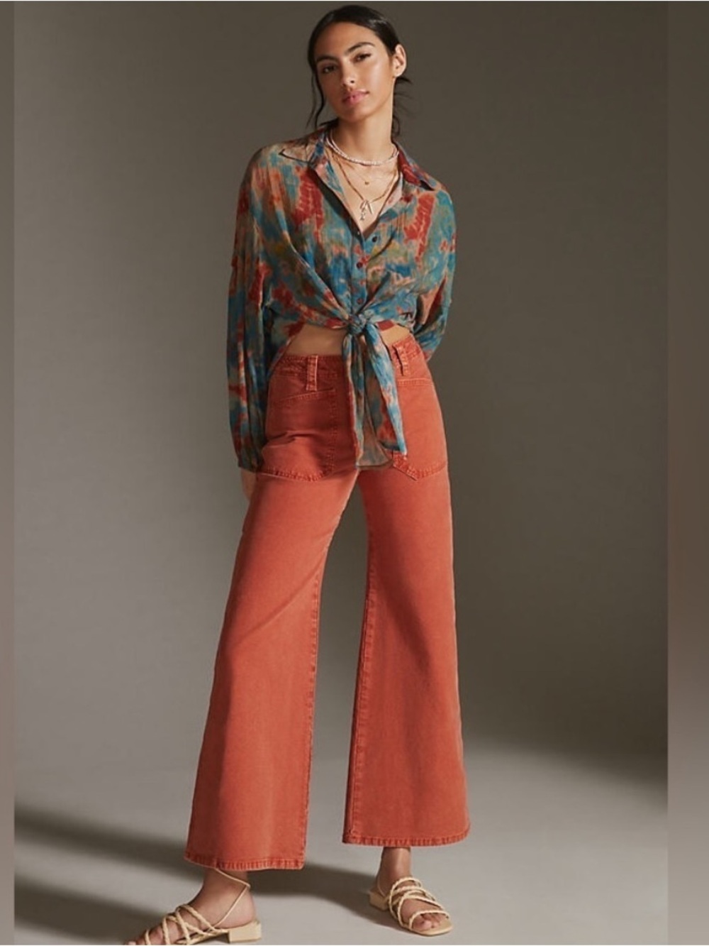 RARE Anthropologie Pilcro Wide-Leg Jeans in Coral